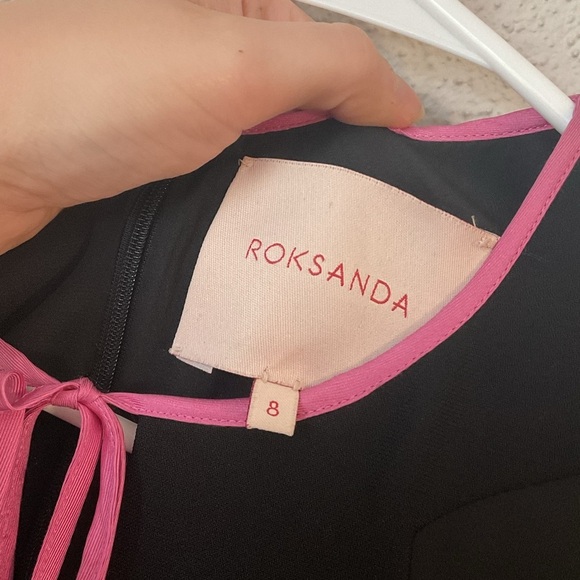 Roksanda Bow Detailed Cady Atlen Midi Dress Size US 4 Black Pink - Picture 12 of 14